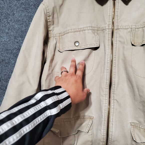 Vintage Kirra Jacket Mens XL Tan Canvas Chore Coat 90s Skate Surf Trucker Grunge - Picture 10 of 11
